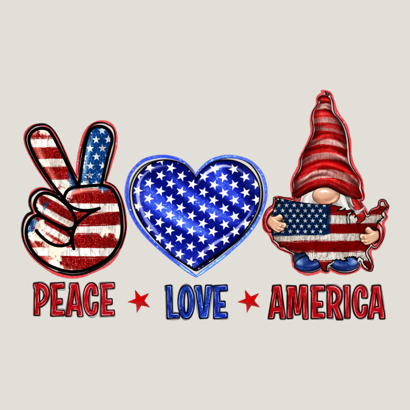 Peace Love America With Gnome 4th Of July Heavy Core Tee by HowdyJamesFarm | Teevron