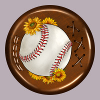 Baseball With Sunflower Round Earrings Vintage Tee | Teevron