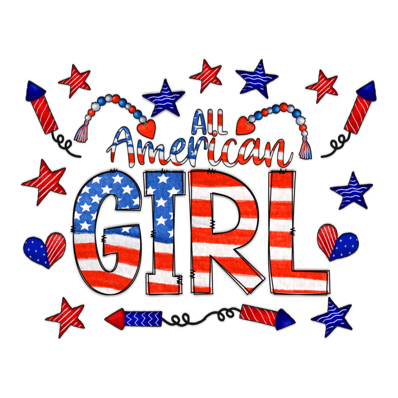 All American Girl Doodle Letters Premium Tee by CowCowDesign | Teevron