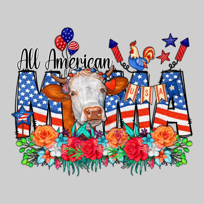 All American Mama Cow Flowers Premium Tee by CowCowDesign | Teevron