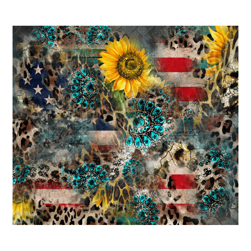 America Flag Leopard Gemstone Sunflower Premium Tee by CowCowDesign | Teevron