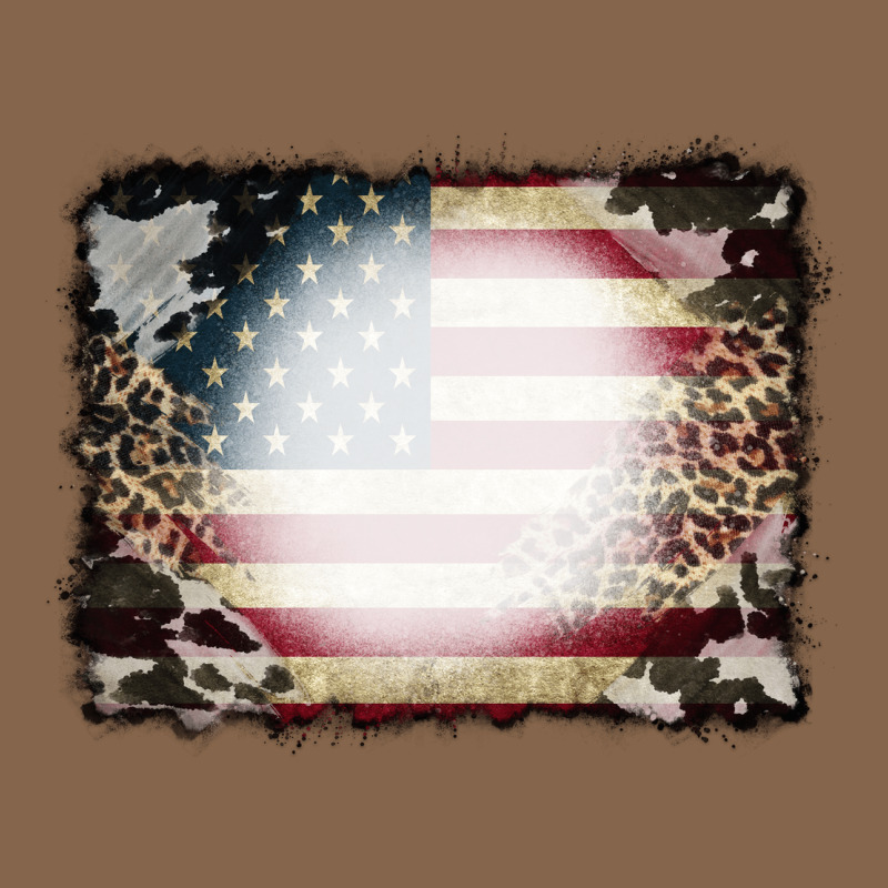 American Flag Cowhide Leopard Bleach Effect Premium Tee by CowCowDesign | Teevron