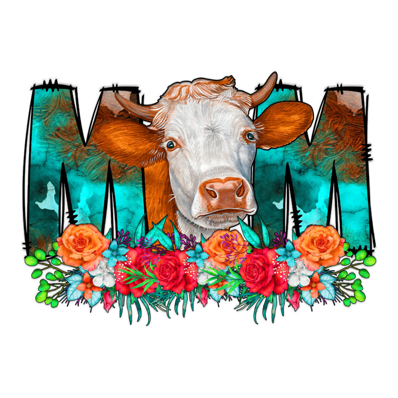 Cow Mom Turquoise Tooled Leather Flowers Premium Tee by CowCowDesign | Teevron