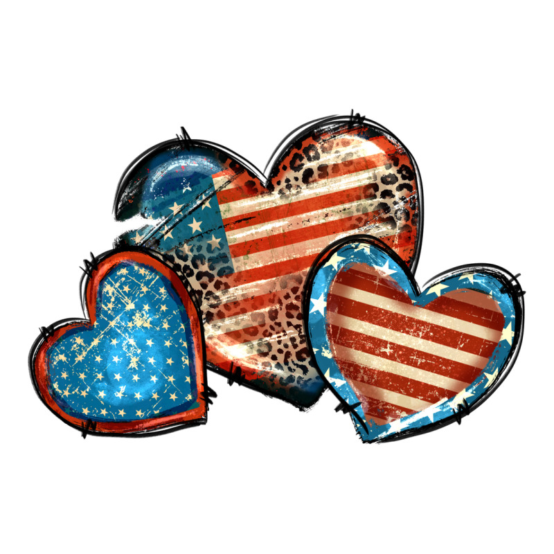 American Flag Hearts 4th Of July Ladies Tee by FaDigitalArtStudio | Teevron