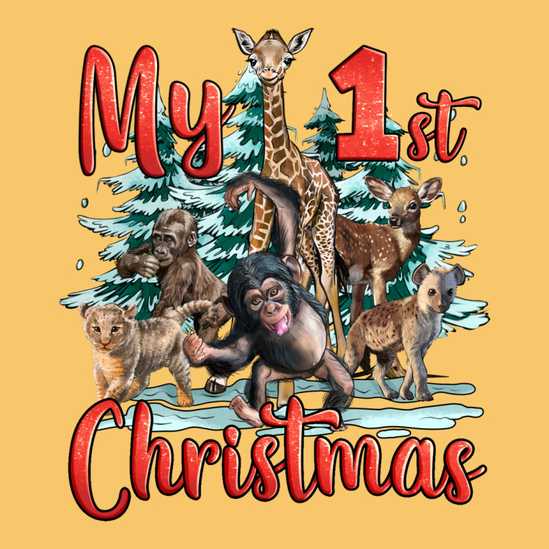 My First Christmas Baby Safari Animals Vintage Hoodie by LillyAllenDesigns | Teevron