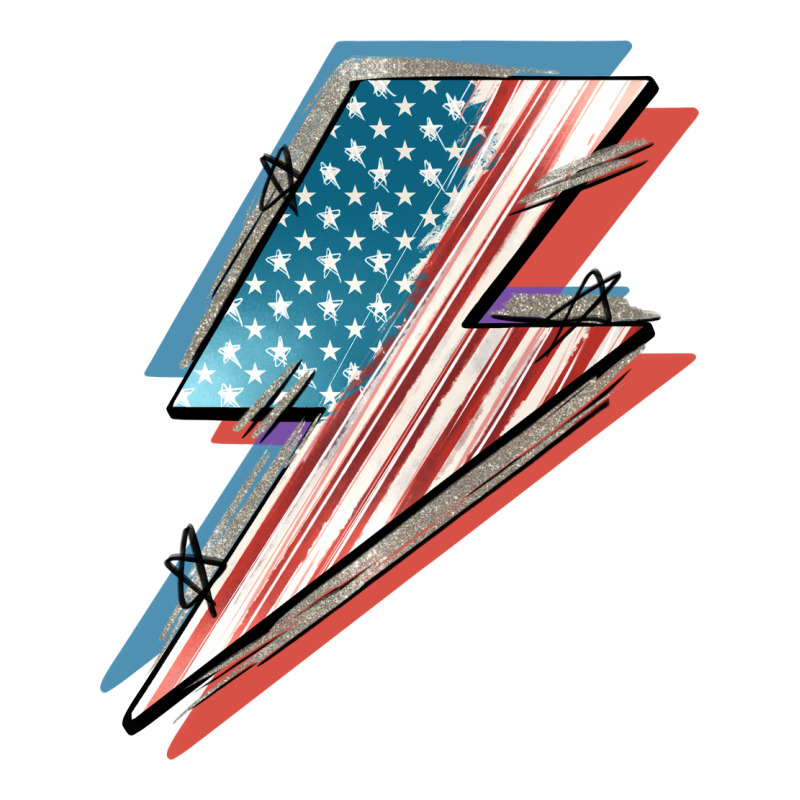 American Flag Lightning Bolt 4th Of July Ladies Tee by FaDigitalArtStudio | Teevron