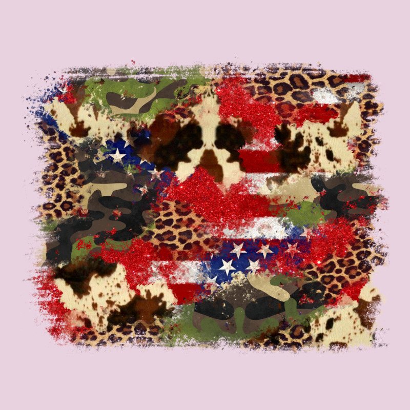 4th Of July American Flagcowhide  Leopard Backgrou Ladies Tee by FaDigitalArtStudio | Teevron