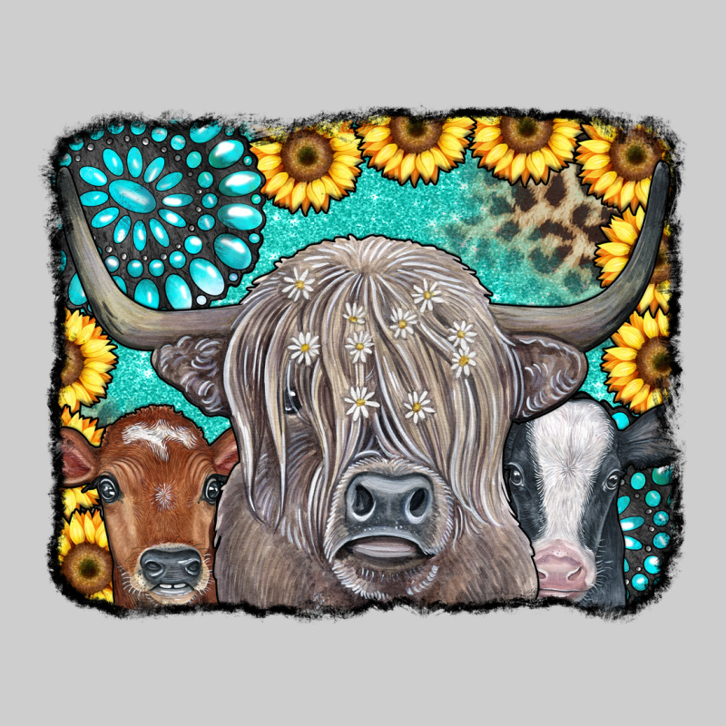 Cows Glitter Turquoise Leopard Sunflowers Premium Tee by CowCowDesign | Teevron