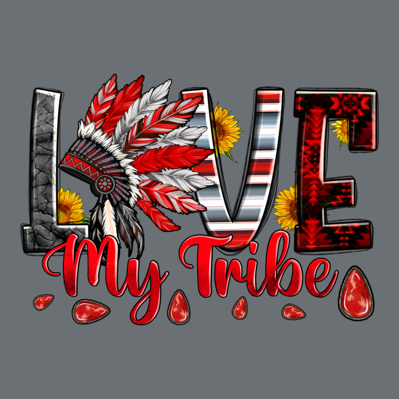 Red Black Grey White Love My Tribe Indian Headdres Premium Hoodie by Artiststas | Teevron