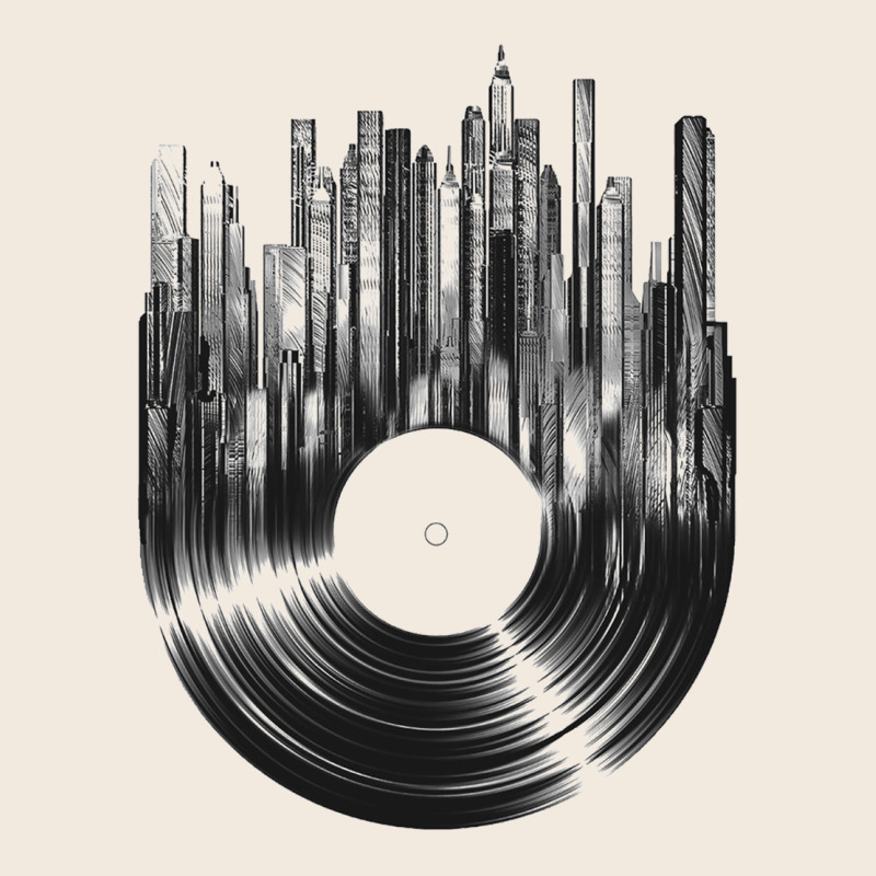 Vinyl Record Cityscape Zipper Hoodie by linhVisuals | Teevron