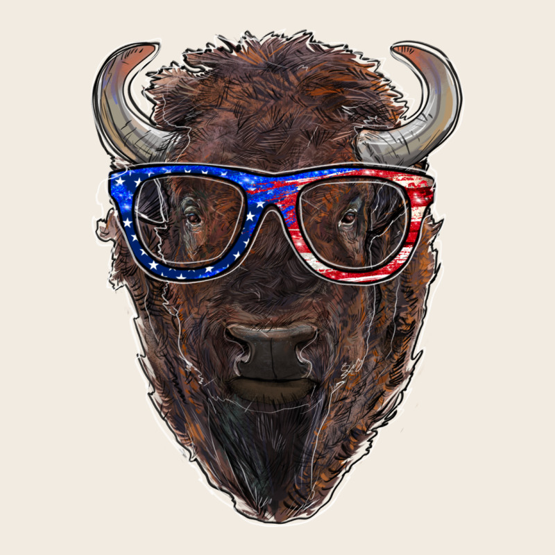 Bison With American Flag Glasses Premium Sweatshirt by RanaPortraitStore | Teevron