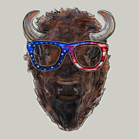 Bison With American Flag Glasses Heavyweight Hoodie | Teevron