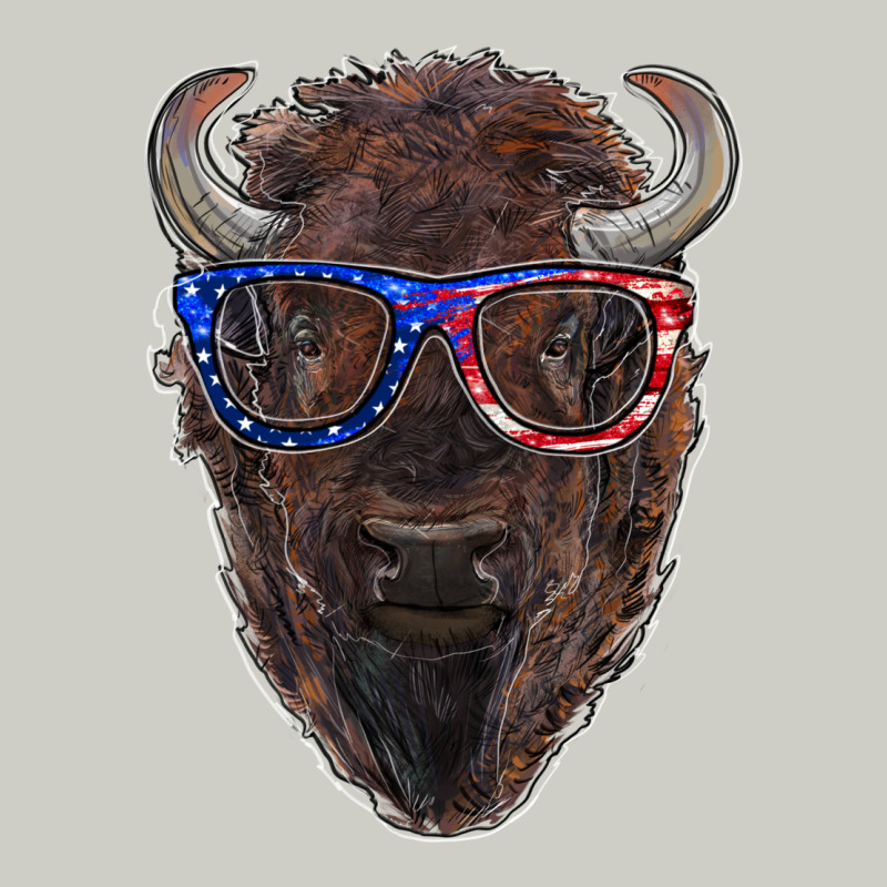 Bison With American Flag Glasses Heavyweight Hoodie by RanaPortraitStore | Teevron