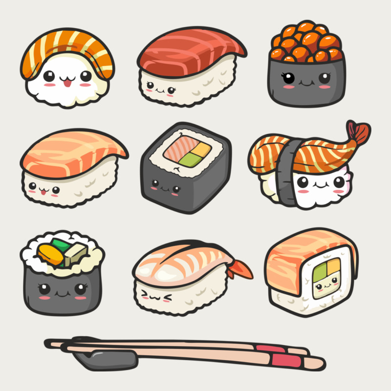 Happy Sushi Kawaii Anime Japanese Food Lover Funny Illustration Gift Zipper Hoodie by linhVisuals | Teevron