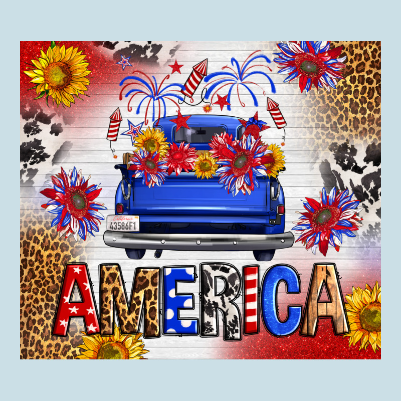 Fourth Of July America Truck Ladies Tee by FaDigitalArtStudio | Teevron