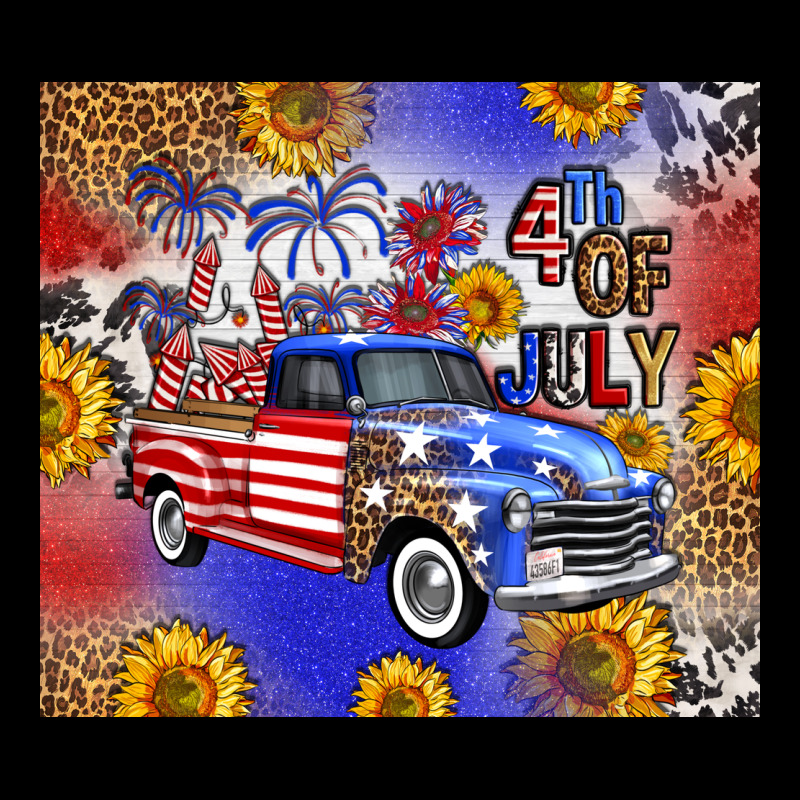 Fourth Of July Sunflowers Truck Ladies Tee by FaDigitalArtStudio | Teevron