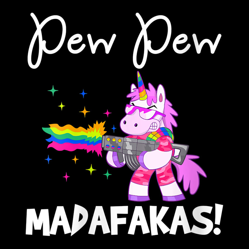 Womens Pew Madafakas Funny Fantasy Unicorn With Rainbow Gun   White V Zipper Hoodie by linhVisuals | Teevron