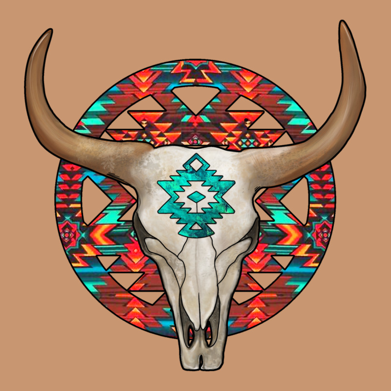 Turquoise Aztec Bullskull Heavyweight Hoodie by JahusDesignShop | Teevron