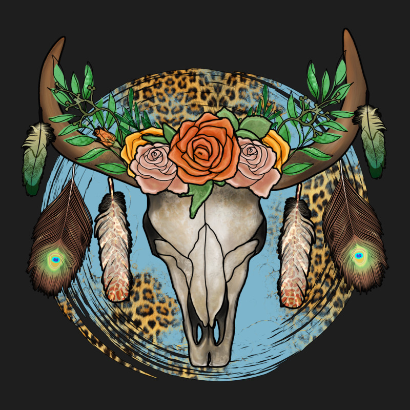 Floral Feather Bull Skull Heavyweight Hoodie by JahusDesignShop | Teevron