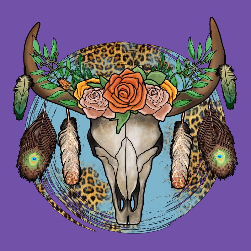 Floral Feather Bull Skull Premium Sweatshirt by JahusDesignShop | Teevron