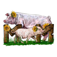Mom With White Chester Pig And Baby Pig | Teevron