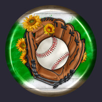 Baseball With Sunflower Round Earrings Vintage Tee | Teevron