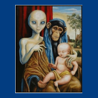 Alien Chimp Baby Religion Conspiracy Poster Premium Sweatshirt | Teevron