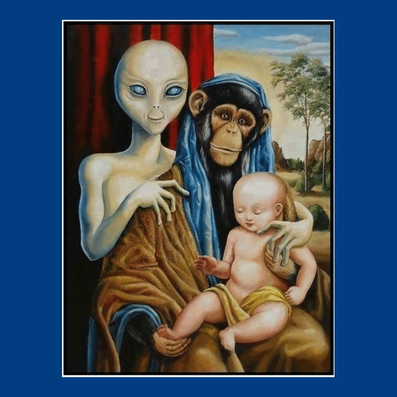 Alien Chimp Baby Religion Conspiracy Poster Premium Sweatshirt by FloraArt | Teevron