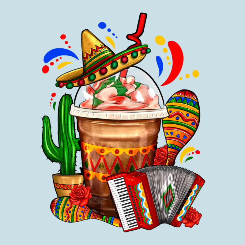 Mexican Frappe With Cactus Sombrero And Maracas Ladies Tee by FaDigitalArtStudio | Teevron