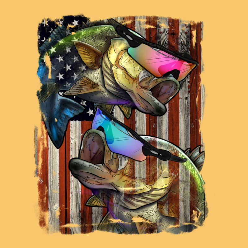 American Flag With Bass Fish Vintage Hoodie by LillyAllenDesigns | Teevron
