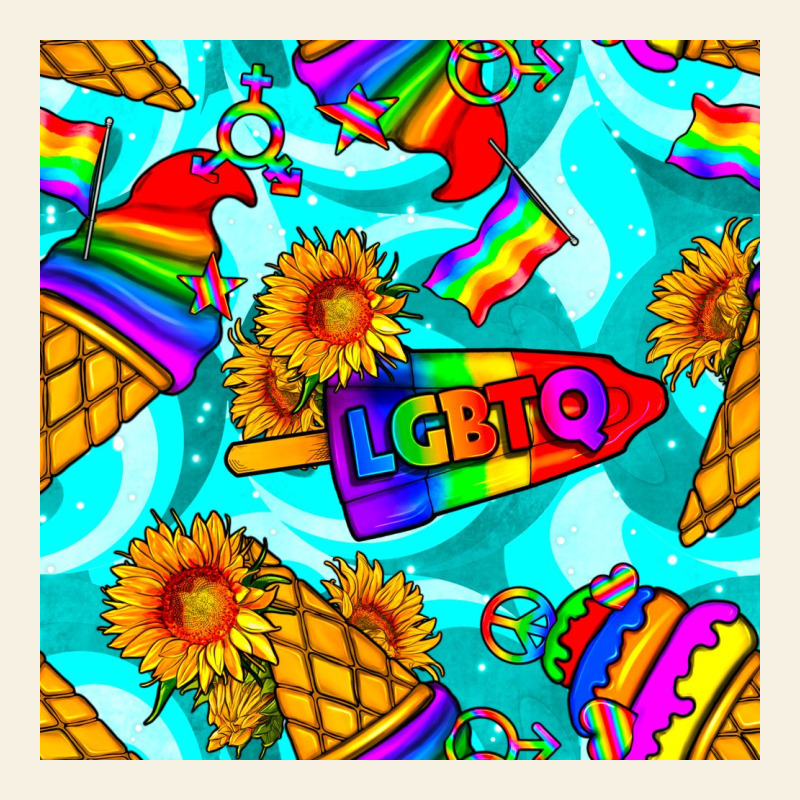 Pride Lgbtq Ice Cream And Sunflowers Seamless Vintage Tee by BundleAndBundleShop | Teevron