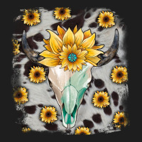 Cowhide Sunflower Gemstone Bull Skull Heavyweight Hoodie | Teevron