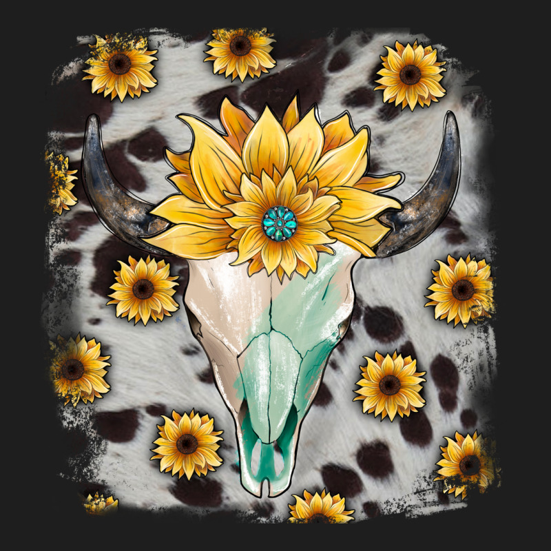 Cowhide Sunflower Gemstone Bull Skull Heavyweight Hoodie by JahusDesignShop | Teevron