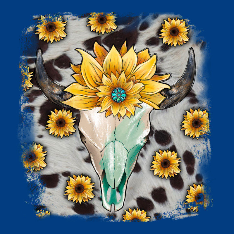 Cowhide Sunflower Gemstone Bull Skull Premium Sweatshirt by JahusDesignShop | Teevron