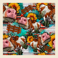 Cow With Aztec And Sunflowers Seamless Pattern Ladies Tee | Teevron