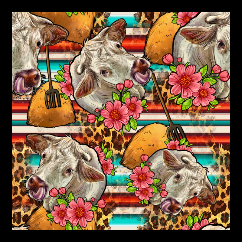 Western Cow With Hay And Flowers Seamless Pattern Ladies Tee by FaDigitalArtStudio | Teevron