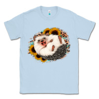 Dusty Blue happy hedgehog sunflower leopard Classic Tee - Jasminsmagicworld