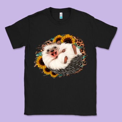 Happy Hedgehog Sunflower Leopard Classic Tee Designed By Jasminsmagicworld