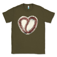 Army Green Baseball ball heart Classic Tee - HowdyJamesFarm