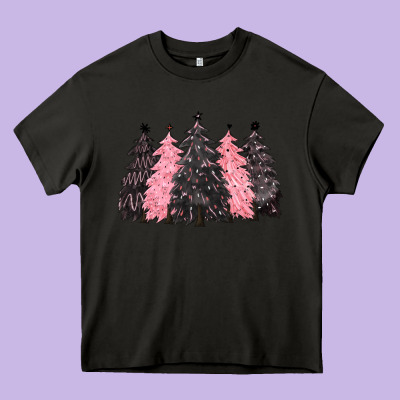 Pink Christmas Trees Heavy Core Tee Designed By Cowgirlartshop