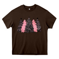 Chocolate Brown pink christmas trees Heavy Core Tee - CowGirlArtShop
