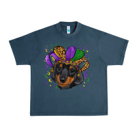 Midnight Navy mardi gras hat dachshund puppy Urban Heavy Tee - RanaPortraitStore