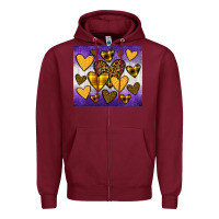 Burgundy lakers hearts Zipper Hoodie - JahusDesignShop