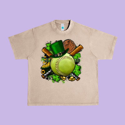 St.patrick's Day Softball Urban Heavy Tee Designed By Fadigitalartstudio