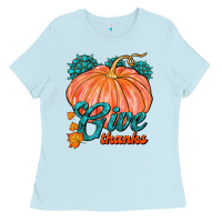 Baby Blue Give Thanks Ladies Tee - FaDigitalArtStudio