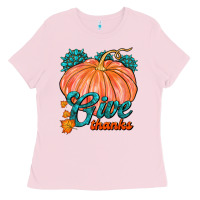 Bubblegum Pink Give Thanks Ladies Tee - FaDigitalArtStudio
