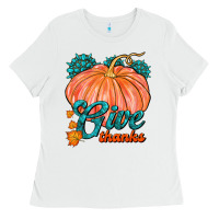 White Give Thanks Ladies Tee - FaDigitalArtStudio