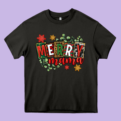 Merry Mama Heavy Core Tee Designed By Cowgirlartshop