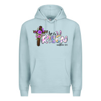 Blue Mist easter he is risen matthew 28 6 Premium Hoodie - Jasminsmagicworld