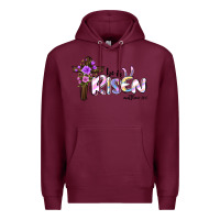 Burgundy easter he is risen matthew 28 6 Premium Hoodie - Jasminsmagicworld